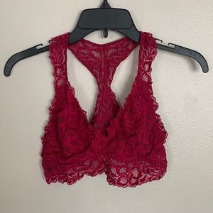 lace maroon red bralette